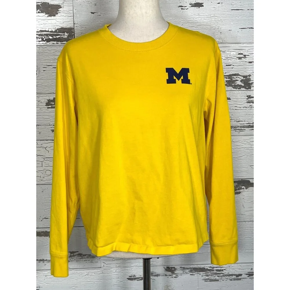 LULULEMON U of M Apparel Wolverines Long Sleeve Tee Yellow Sz 8 #W3GLVS EUC